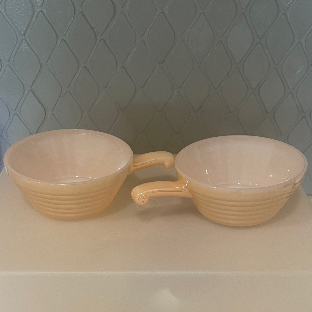 Fire King Peach Luster Soup Bowls